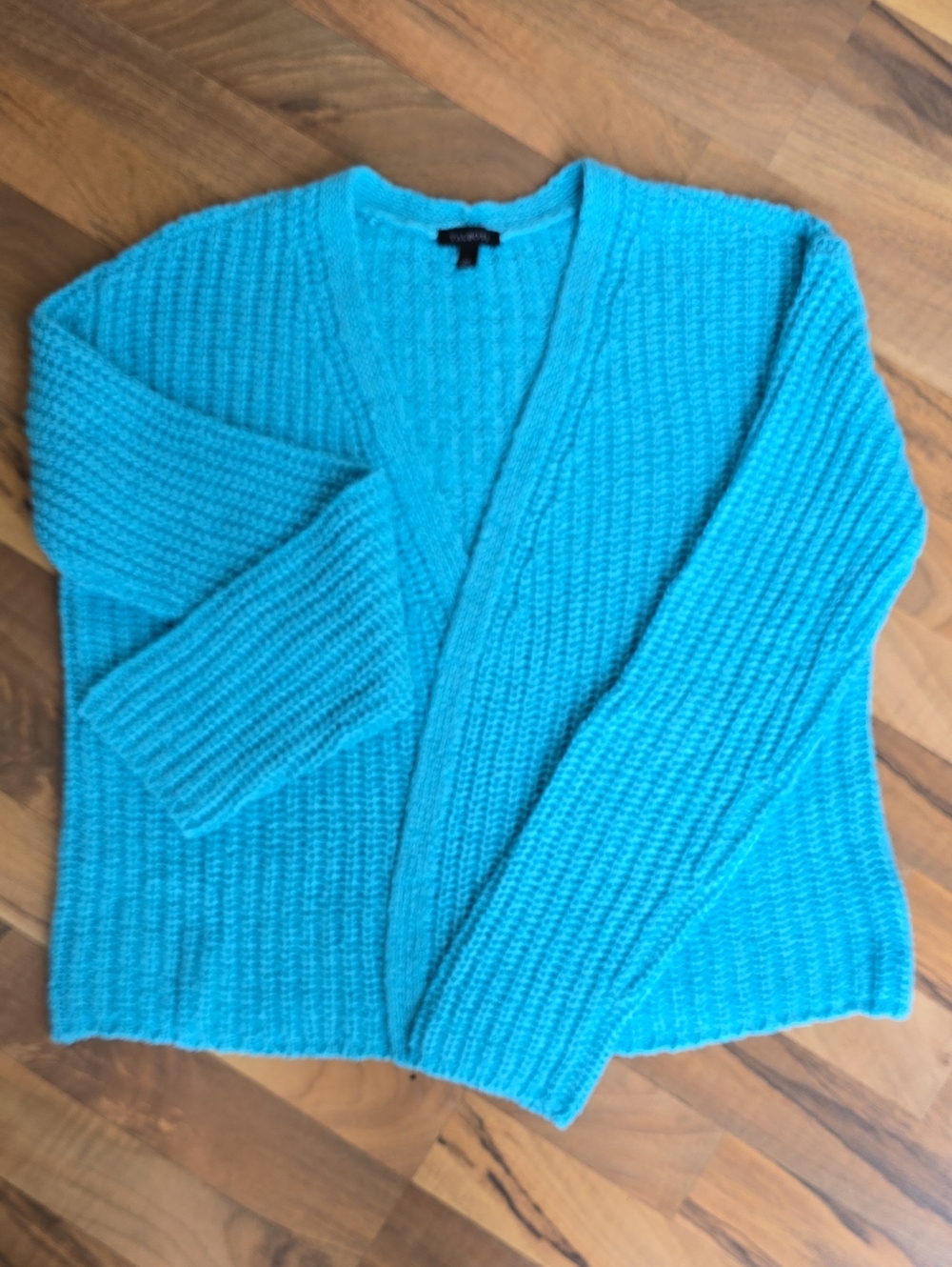 Talbots Bright Turquoise Ribbed Open Front Cardigan Sz XS